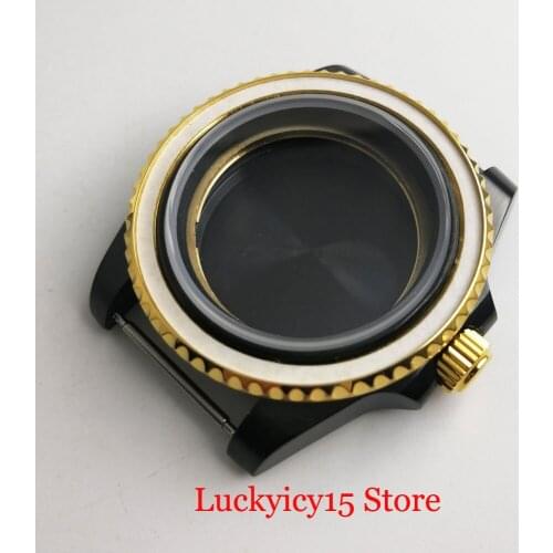 Top PVD Plated 40mm Watch Case Gold Bezel with Sapphire Glass Fit ETA 2836 MIYOTA Movement