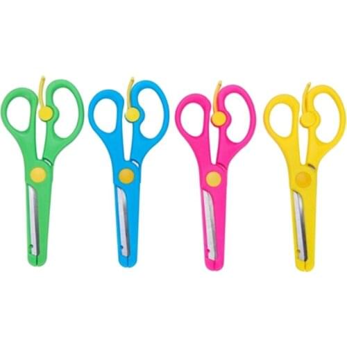 Colorfull Statioery Scissors Child Safety Scissors Prevent Hand Injury DIY Photo Plastic Student Scissors Paper-cutting Scissors