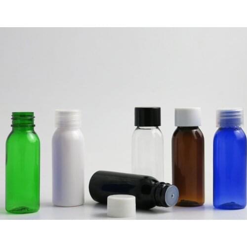 30ml Travel Black white blue clear amber green plastic cream lotion bottle with screw cap plug 1oz cosmetic packaging container