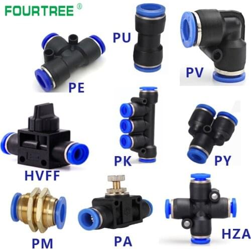 1Pcs Pneumatic Fittings PY/PU/PV/PE/HVFF/SA Air Water Pipes Connectors Direct Thrust 4 to 12mm/ PK Plastic Hose Quick Couplings