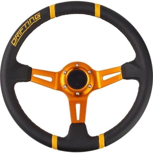 JDM 350MM Universal 6 Holes PVC Leather Drifting Racing Steering Wheel 14inch Sport Car Steering Wheel With Logo JG-SW39