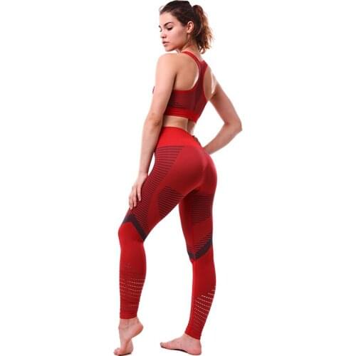 Yoga Sets Women Gym Sports Set Elastic Sports Hight Waist Leggings Sportswear Workout Sets Women