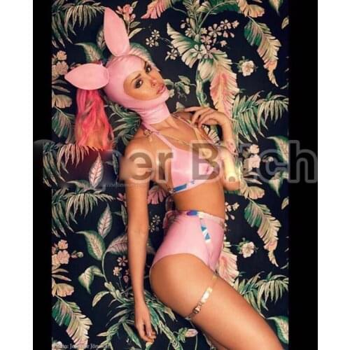 Party show stage dance clothing Sexy and charming pink bunny girl bar gogo costume dropshipping