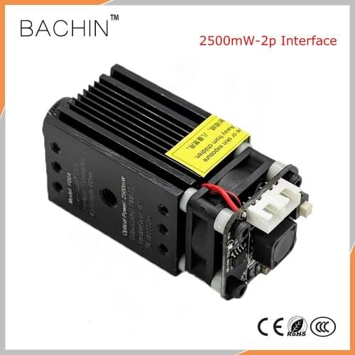 2500mW 445nm Laser Module 2.5W Laser Cutter Head, CNC Laser Cutting Engraver Part, 2p Focusing PWM TTL laser for CNC Router