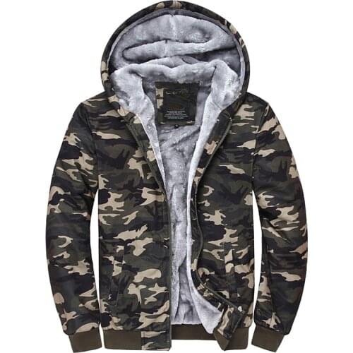 Camo Parka Men Hooded Jackets Printed Hoody male Camouflage Coats SportsWear Velvet Zipper Hoodies Men Sweatshirts 5XL Hoodie