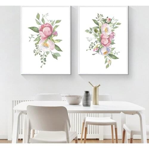 Pink Floral Wall Art Picture Canvas Painting Plant Posters and Prints Lush Flowers For Children Room Home Wall Decor HD2962