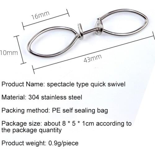 304 Stainless Steel Glasses Type Quick Turn Ring Fishing Spectacle Swivel High Speed Bearing Swivel Eight Ring Connector
