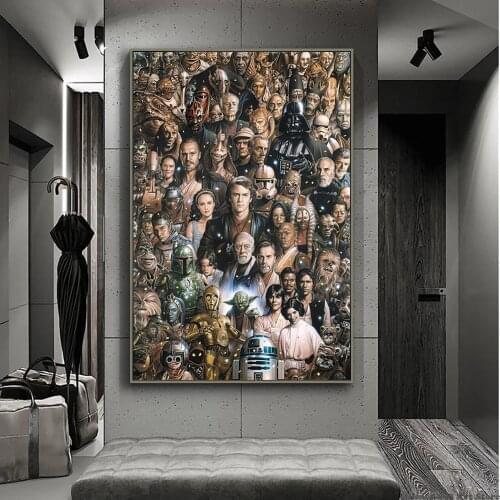 Star Wars Anime Poster Darth Vader Master Yoda Character Wall Art Canvas Painting Print Picture Cuadros Kids Room Home Decor