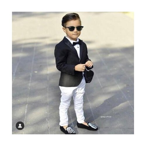 Casual Costume Homme Kid Suit Wedding Ring Boy Slim Fit Tuxedo Prom 2 Pieces Terno Masculino (White Jacket + Black Pants)