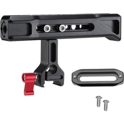 R019 NATO General Slide Handle with 1/4 and 3/8 Thread Holes Cold Shoe Mount for Monitor Sony Nikon Cameras