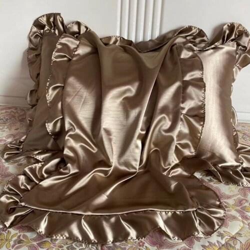 Silk Pillowcase Mulberry Silk Beauty Pure Color Lace Silk Single Princess Style Pillow Cover Summer Cool One-Pair Package