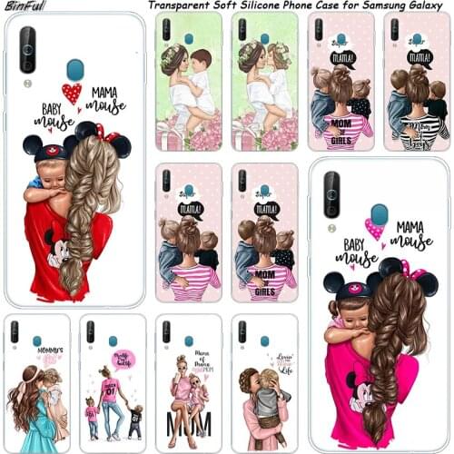 Baby Mom Girl Boy Silicone Phone Case For Samsung Galaxy A80 A70 A60 A50 A40 A40S A30 A20E A2CORE M40 Note 10 Plus 9 8 5 Fashion