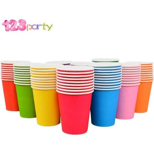 123 10pcs Solid Color Paper Cup Food Grade Disposable Tableware For Wedding Baby Shower Children Birthday Party Supplies 250ML