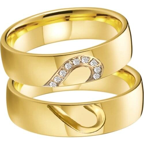 Mutil Color Lovers Heart Shaped Cubic zirconia couple wedding rings for men and and women jewelry marriage finger ring