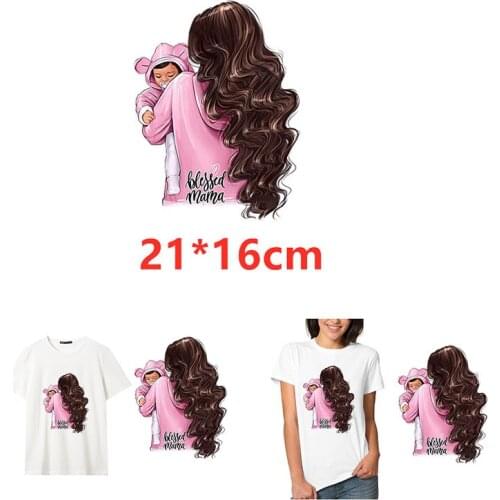 Blessed Mama DIY Patches On Cloths Iron on Heat Transfer Printing Patches Stickers for Clothes T-shirt Appliques Washable