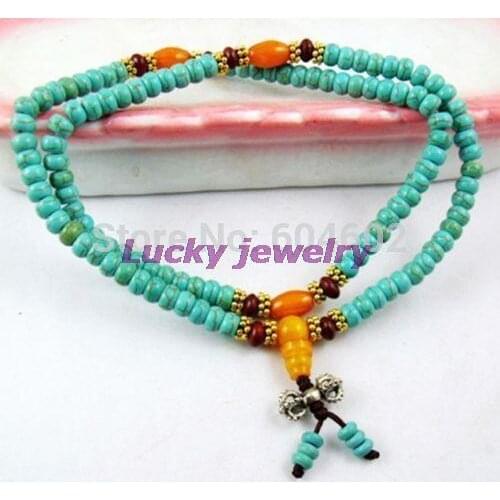 6x4mm Tibetan Buddhism 108 Blue stone stone Mala