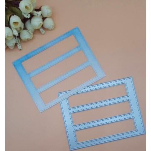 3 Layers Stitched Rectangle Window Card Metal Cutting Dies Punch Stencil for Scrapbooking Die clear Stamp Paper Craft Template