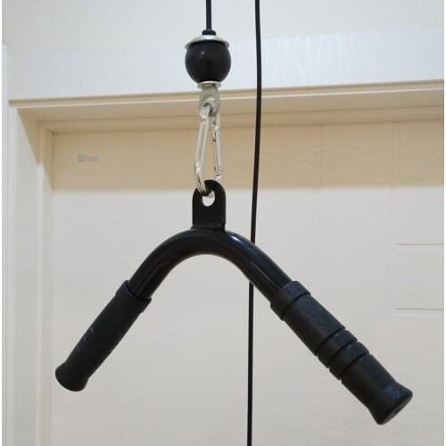 Gym Fitness Lat Pull Down Bar Pulley Cable Machine Attachment Rowing Workout V Handle Biceps Triceps Back Muscles Blaster T-Bar