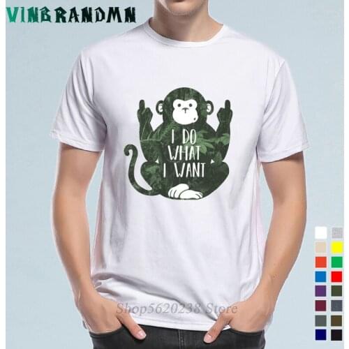 Funny Monkey I Do What I Want Tshirt men Joke Rude Middle Finger Jungle Animal Monkeys T-shirt Short Sleeve Cotton Men Tops Tees