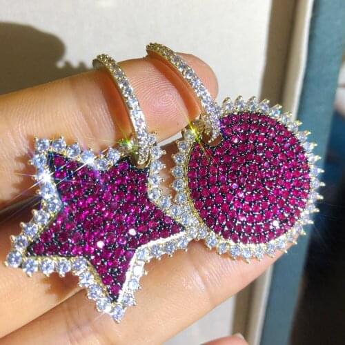 GODKI Luxury Sparkling Star Sun Drop Earrings For Women Nigerian Style Full Cubic Zirconia Dangle Drop Earring Statement Jewelry