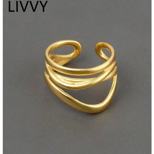 Silver Color Korean Simple Creative Design Multi-Layer Irregular Twist Ring for Women Fashion Personality Jewelry Adjustable