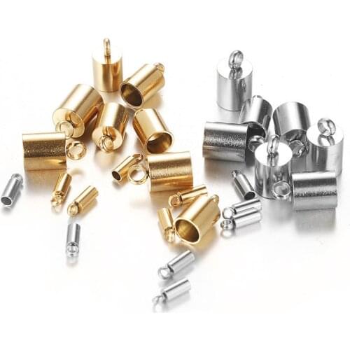 10pcs Stainless Steel gold Clasps Hooks Cords End Cap Cord 2/3/5/6/7/8/9mm Jewelry Making Bracelet Necklace DIY Jewelry Findings