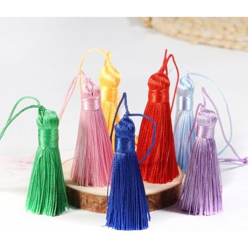 2pcs Tassel Brush Pendant Accessories for DIY Earrings Jewelry Making 5.5cm Silk Satin Tassel Handmade Crafts Findings Supplier