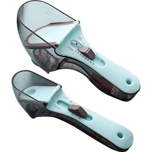 2 Pcs/set Adjustable Measuring Spoons and Cups with Multi Markings Solid Powder Liquid Measurement Baking tools