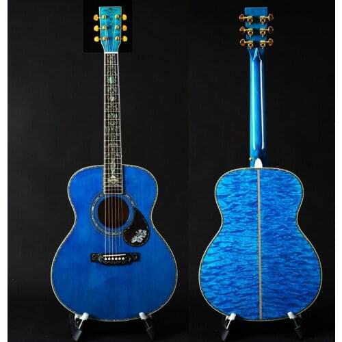 40 inch quilted maple Deluxe blue color acoustic guitars, guitar acoustic
