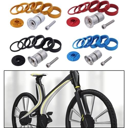 6pcs Bicycle Headset Spacers with Top Expansion Bolt MTB Road Mountain Bike Stem
