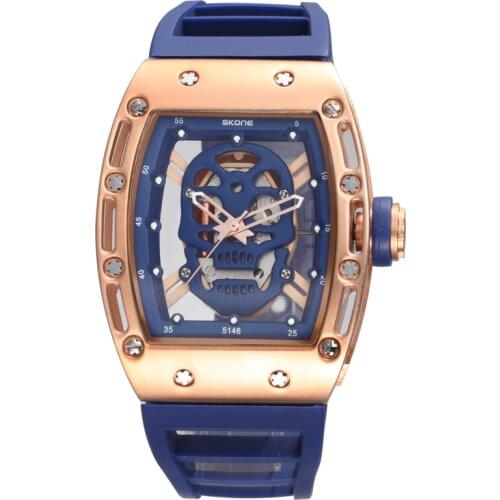 Skull Military Sports Mens watches Diamond 3D Frosted Dial Quartz Wristwatches Rubber Strap Watches For Men Reloj Hombre