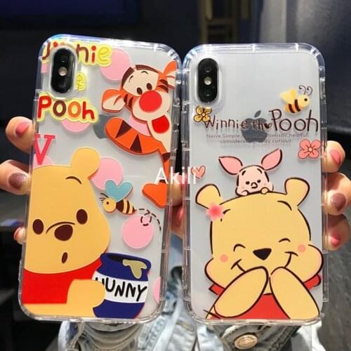 DISNEY Winnie the Pooh Silicone Case for IPhone 11 12Pro Xs Max iPhone SE 2020 6 7 8 Plus Official Liquid Silicon 360 Full Cover