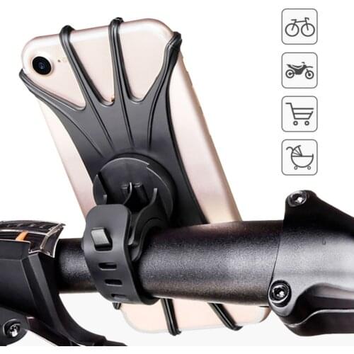 Motorcycle Bike Phone Holder Silicone Adjustable Pull Button Anti-shock Phone Holder Mount Bracket Fork For Bicycle Phone Holder