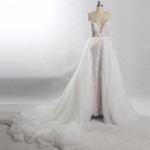 RSW815 Detachable Train Long Wedding Dress 2 In 1