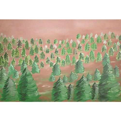 Watercolor Christmas Spruce Trees Landscape Backdrop Oil Painting Pine Banner Photography Background Scene Setter Mural Poster