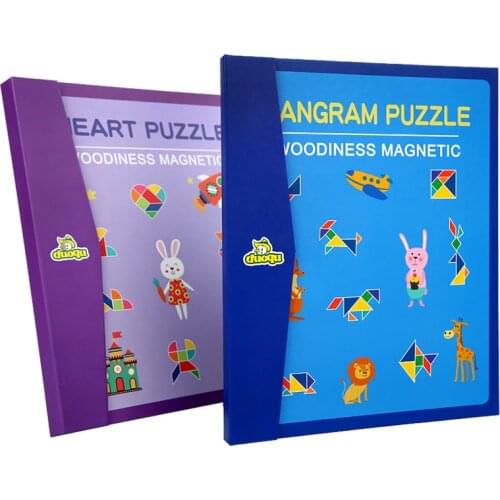 Magnetic Tangram Educational Toys Three-dimensional Jigsaw Puzzle Brains-on-hand Wooden Toy Early Education Baby Childrens Toys