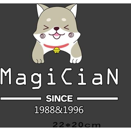 Cute Magician Pet Dog Patches Heat Transfer Iron On Patch A-level Washable Clothes Stickers Easy Print By Household Irons