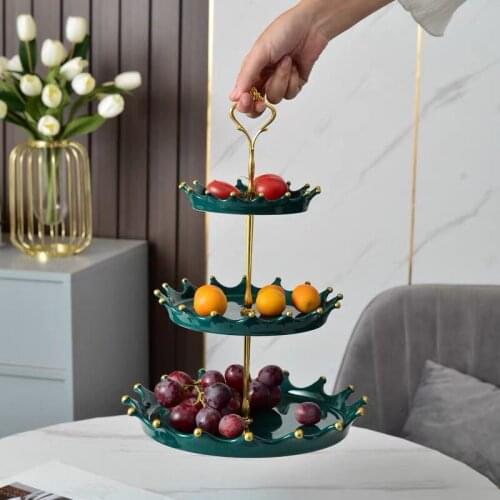European-style Multi-layer Ceramic Fruit Cake Tray Living Room Dessert Tray Pastry Dessert Tray Rack Household Candy Tray