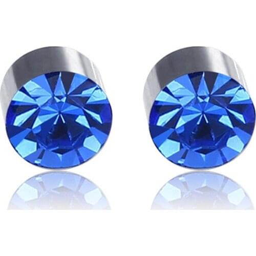 Fashion Crystal Magnet Clip Earrings Stainless steel For Women Men Classic Round Shaped No Ear Hole Jewelry Party Gifts 2 Pieces