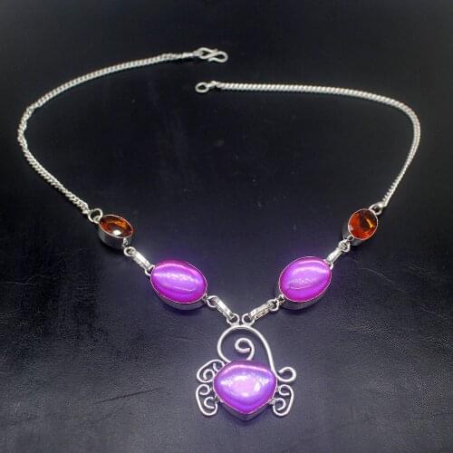 Fashion Jewelry New Hot Colorful Topazz Silver Color Women Necklace Chain 19 Inch HD254