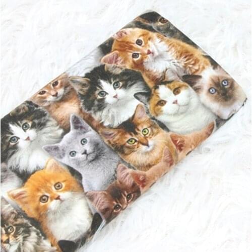Half Yard 100% Cotton Fabric With Cartoon Animal Imitate Cat Print Handmade DIY Bag Garment Dress Children Cloth CR-1240