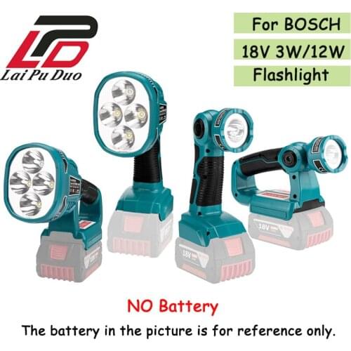 Indoor and Outdoor 3W/12W Portable Tool Light Illuminator Used for Bosch 14.4V-20V Li-ion Battery BAT618/BAT609/BAT609G