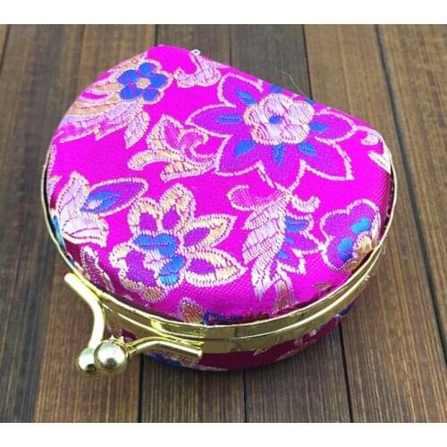 Portable Small Travel Jewelry Set Packaging Boxes Mirror Antique Handmade Red Silk Multi Ring Necklace ear rings Storage Case