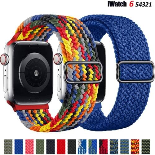 Braided Solo Loop For Apple watch band 44mm 40mm 38mm 42mm Adjustable Elastic Nylon belt bracelet iWatch series 3 4 5 se 6 strap