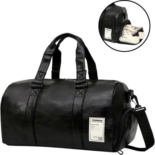 PU Leather Gym Bag Fitness Sports Bags Dry Wet Handbags For Men Women Training Shoulder Traveling Sac De Sport 2019 New -8