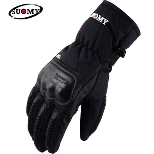 SUOMY Motorcycle Gloves Waterproof Guantes Moto Touch Screen Warm Winter Glove Windproof Motorbike Motocross Gloves Black M-XXL
