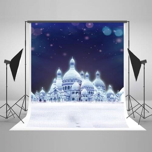 TR Romantic Outdoor Photography Backdrop White Castle Snow Floor Photo Background for Wedding Digital Photo Studio Backdrops