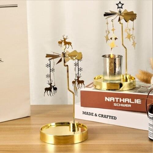 Snowflake Deer Fairy Rotating Candlestick Tealight Candle Holder Tray Romantic Wedding Party Decoration Au04 21 Dropshipping