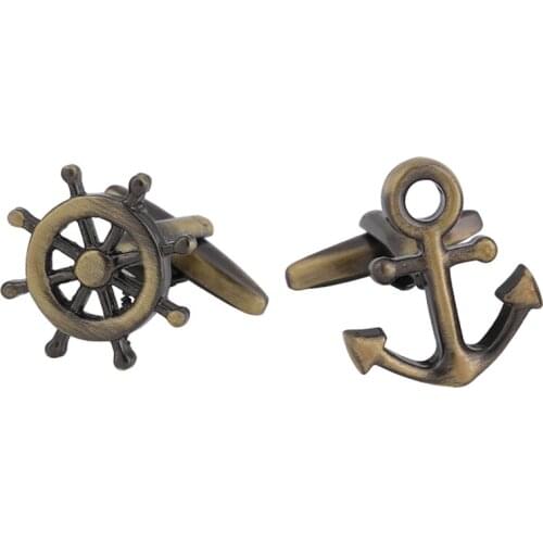 High Quality Bronze Anchor Cufflinks Vintage Cuff Button Copper Material Mens Jewelry For Shirt Gift