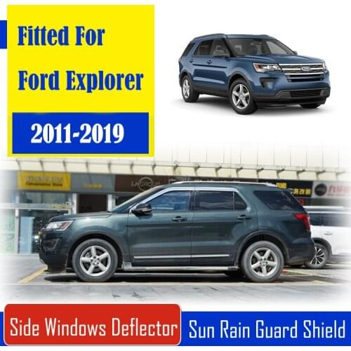 1 Set Chrome Side Vent Sun Shade Window Visors Rain Guard Deflectors For Ford Explorer 2011-2019